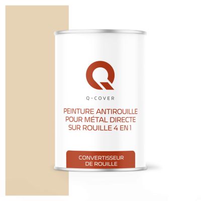 Peinture Métal et Fer Antirouille Directe sur Rouille 4en1 Q-Cover Beige crème RAL1015 Mat 1L
