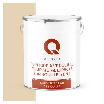 Peinture Métal et Fer Antirouille Directe sur Rouille 4en1 Q-Cover Beige crème RAL1015 Mat 5L