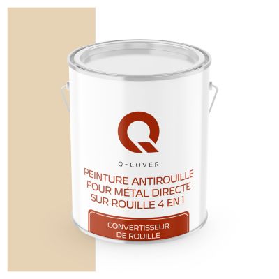 Peinture Métal et Fer Antirouille Directe sur Rouille 4en1 Q-Cover Beige crème RAL1015 Satin 2.5L