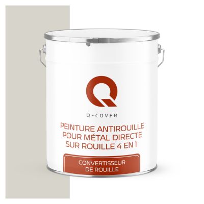 Peinture Métal et Fer Antirouille Directe sur Rouille 4en1 Q-Cover Blanc-gris RAL9002 Mat 5L