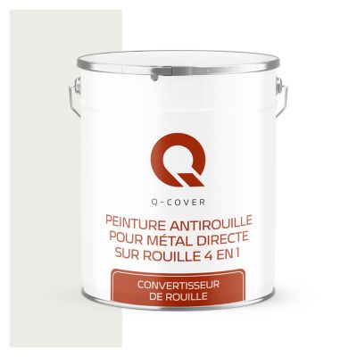 Peinture Métal et Fer Antirouille Directe sur Rouille 4en1 Q-Cover Blanc RAL9003 Brillant 5L