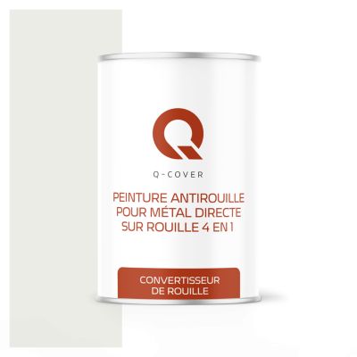 Peinture Métal et Fer Antirouille Directe sur Rouille 4en1 Q-Cover Blanc RAL9003 Mat 1L