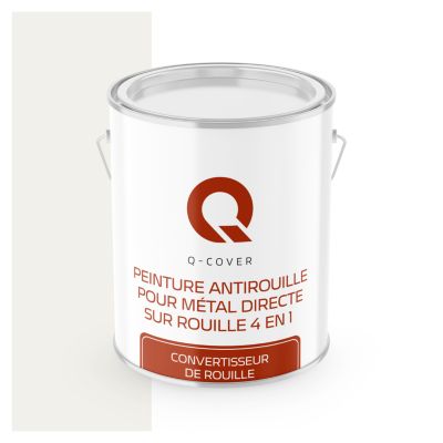 Peinture Métal et Fer Antirouille Directe sur Rouille 4en1 Q-Cover Blanc routier RAL9016 Demi-mat 2.5L