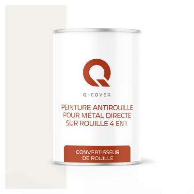 Peinture Métal et Fer Antirouille Directe sur Rouille 4en1 Q-Cover Blanc routier RAL9016 Mat 1L
