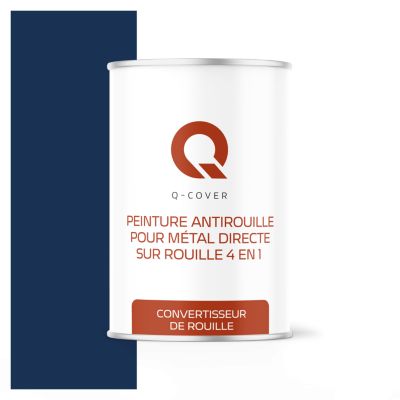 Peinture Métal et Fer Antirouille Directe sur Rouille 4en1 Q-Cover Bleu cobalt RAL5013 Brillant 1L
