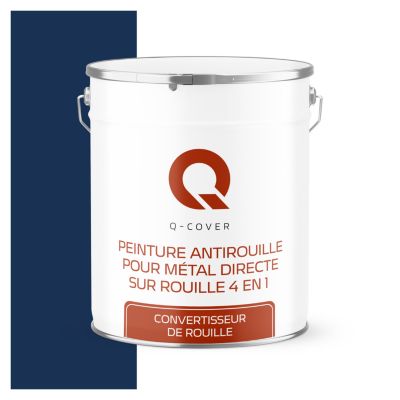 Peinture Métal et Fer Antirouille Directe sur Rouille 4en1 Q-Cover Bleu cobalt RAL5013 Brillant 5L