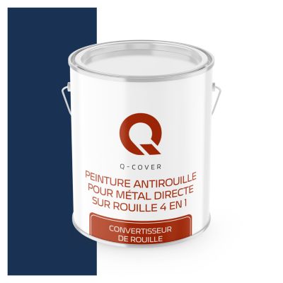 Peinture Métal et Fer Antirouille Directe sur Rouille 4en1 Q-Cover Bleu cobalt RAL5013 Mat 2.5L