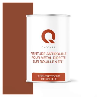 Peinture Métal et Fer Antirouille Directe sur Rouille 4en1 Q-Cover Brique RAL8004 Demi-mat 1L