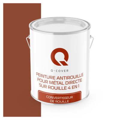 Peinture Métal et Fer Antirouille Directe sur Rouille 4en1 Q-Cover Brique RAL8004 Mat 2.5L