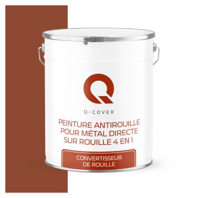 Peinture Métal et Fer Antirouille Directe sur Rouille 4en1 Q-Cover Brique RAL8004 Satin 5L