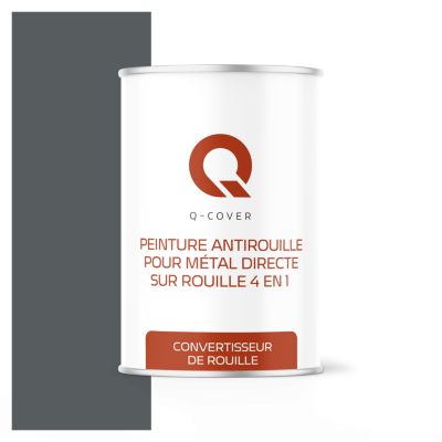 Peinture Métal et Fer Antirouille Directe sur Rouille 4en1 Q-Cover Gris basalte RAL7012 Brillant 1L