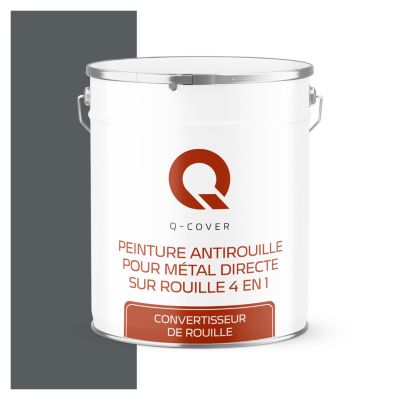 Peinture Métal et Fer Antirouille Directe sur Rouille 4en1 Q-Cover Gris basalte RAL7012 Mat 5L