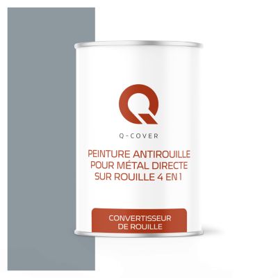 Peinture Métal et Fer Antirouille Directe sur Rouille 4en1 Q-Cover Gris clair RAL7001 Satin 1L