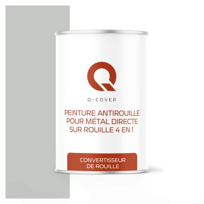 Peinture Métal et Fer Antirouille Directe sur Rouille 4en1 Q-Cover Gris clair RAL7035 Brillant 1L