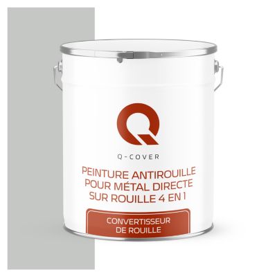Peinture Métal et Fer Antirouille Directe sur Rouille 4en1 Q-Cover Gris clair RAL7035 Demi-mat 5L