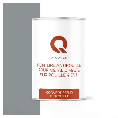 Peinture Métal et Fer Antirouille Directe sur Rouille 4en1 Q-Cover Gris RAL7045 Demi-mat 1L