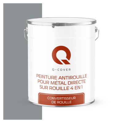 Peinture Métal et Fer Antirouille Directe sur Rouille 4en1 Q-Cover Gris RAL7045 Mat 5L