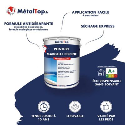 Peinture Margelle Piscine - Ivoire - Ton pierre - RAL 1015 - 5 L - Métaltop