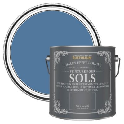 Peinture Mate Bleue pour Sols en bois ou béton Chalky - RUST-OLEUM - Soie Bleue 2,5 L
