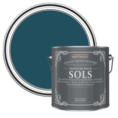 Peinture Mate Bleue pour Sols en bois ou béton Chalky - RUST-OLEUM - Uniforme 2,5L