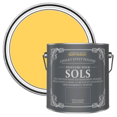 Peinture Mate Jaune pour Sols en bois ou béton Chalky - RUST-OLEUM - Gelée de Citron 2,5 L