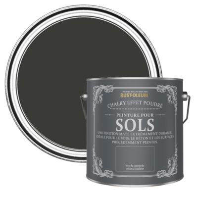 Peinture Mate Noire pour Sols en bois ou béton Chalky - RUST-OLEUM - Magie noire 2,5L