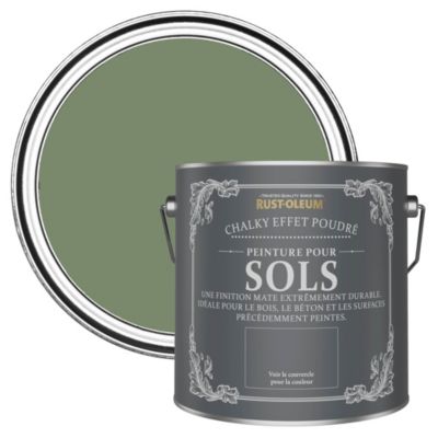 Peinture Mate Verte pour Sols en bois ou béton Chalky - RUST-OLEUM - Broussaille 2,5 L