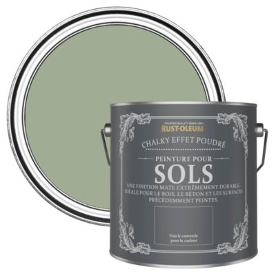Peinture Mate Verte pour Sols en bois ou béton Chalky - RUST-OLEUM - Vert Kaki 2,5 L