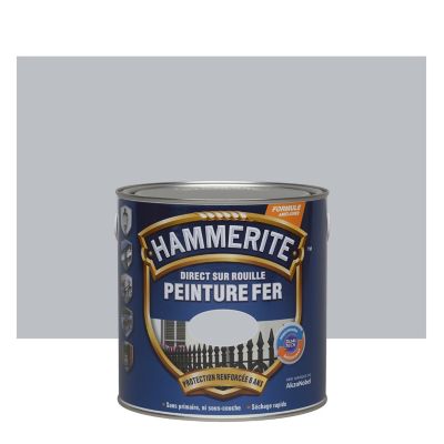 Peinture métal direct sur rouille Hammerite brillant laqué argent 2,5L