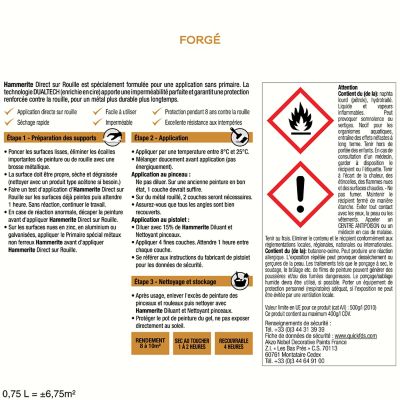 Peinture métal direct sur rouille Hammerite forgé gris zinc 0,75L