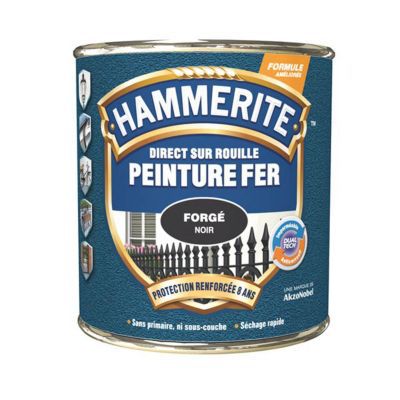 Peinture métal direct sur rouille Hammerite forgé noir 0,75L