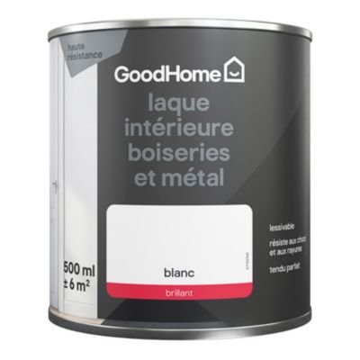Peinture métal et bois GoodHome brillant blanc 500ml