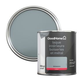 Peinture métal et bois GoodHome brillant gris Delaware 500ml