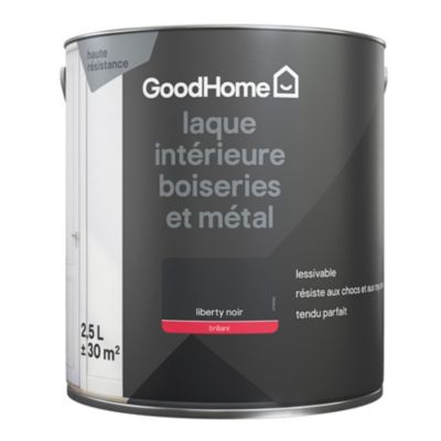 Peinture métal et bois GoodHome brillant noir 2,5L