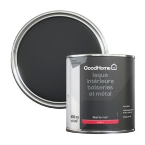 Peinture métal et bois GoodHome brillant noir 500ml
