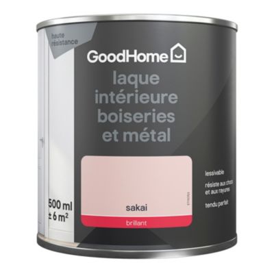 Peinture métal et bois GoodHome brillant rose 500ml