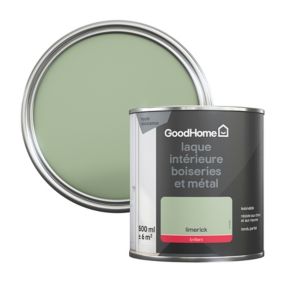 Peinture métal et bois GoodHome brillant vert Limerick 500ml