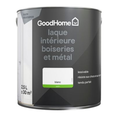 Peinture métal et bois GoodHome satin blanc 2,5L