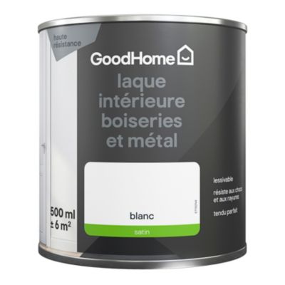 Peinture métal et bois GoodHome satin blanc 500ml