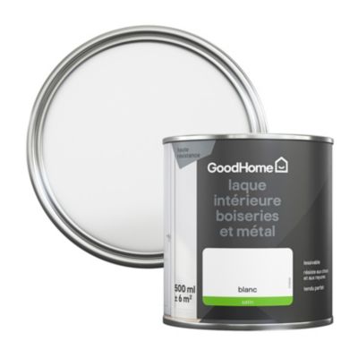 Peinture métal et bois GoodHome satin blanc 500ml