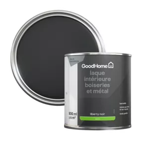 Peinture métal et bois GoodHome satin noir 500ml