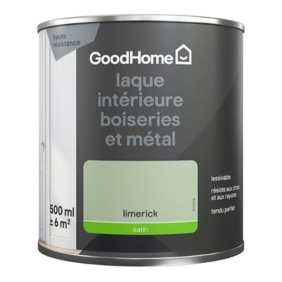 Peinture métal et bois GoodHome satin vert Limerick 500ml