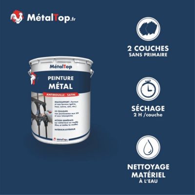 Peinture Metal - Gris ardoise - RAL 7015 - 5 L - Métaltop