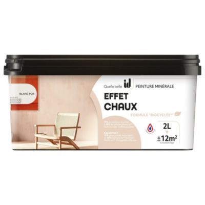PEINTURE MINÉRALE EFFET CHAUX BLANC  PUR 2L - ID PARIS