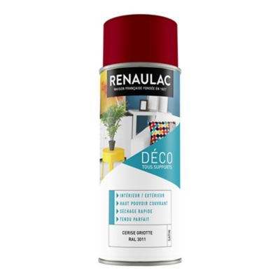 Peinture multi-supports en aérosol Renaulac cerise griotte satin 400ml