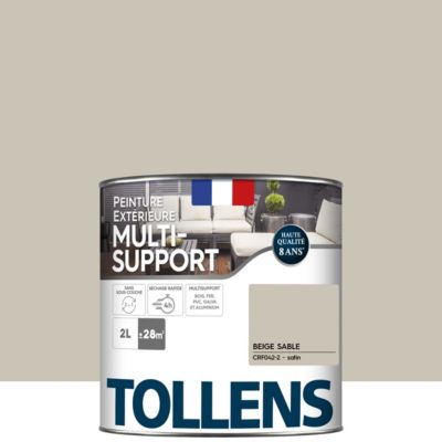 Peinture multi-supports extérieur beige sable satin Tollens 2 L