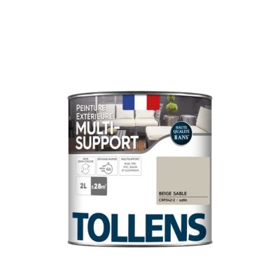 Peinture multi-supports extérieur beige sable satin Tollens 2 L