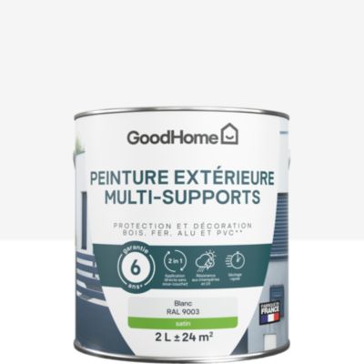 Peinture multi-supports extérieur blanc RAL 9003 satin GoodHome 2 L