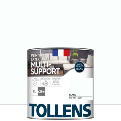 Peinture multi-supports extérieur blanc RAL 9016 satin Tollens 2 L