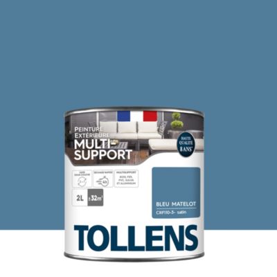 Peinture multi-supports extérieur bleu matelot satin Tollens 2 L